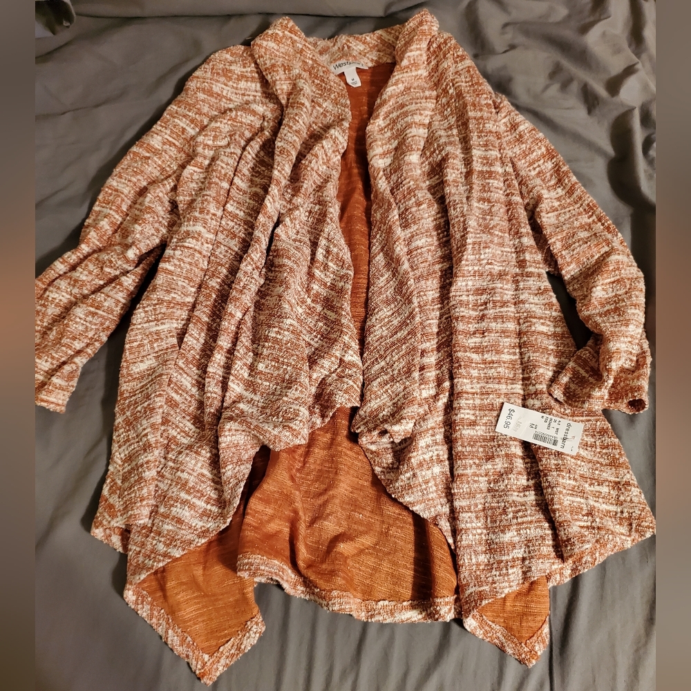 Orange cardigan, bought from dress barn, size medium